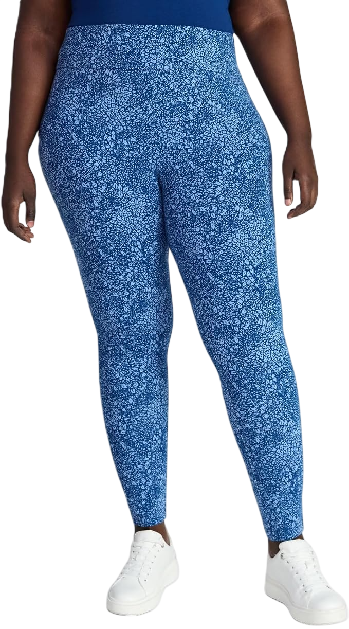 Terra and Sky Plus Size High Waist Ultimate Legging, Leafy Camo Indigo